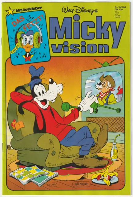 ✪ MICKYVISION #10/1984 + Aufkleber/Sticker, Ehapa COMIC-HEFT Z1/1- *Walt Disney