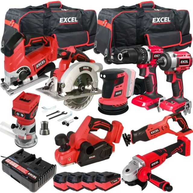 Excel 18V 9 Piece Combo Tool Kit with 4 x 5.0Ah Batteries & Charger EXLKIT-16294