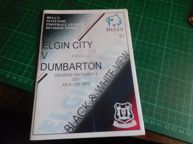 Scottish League 2001/2 Elgin City v Dumbarton Dec 1