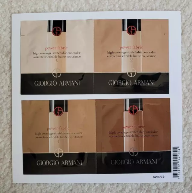 Giorgio Armani Power Fabric Concealer 4 Samples Card - Shades: 3, 5.5, 8 & 13
