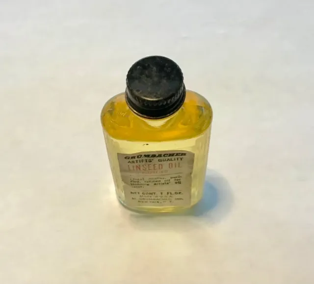 VINTAGE GRUMBACHER ARTIST Quality Linseed Oil New Old Stock 1 oz. $15. ...