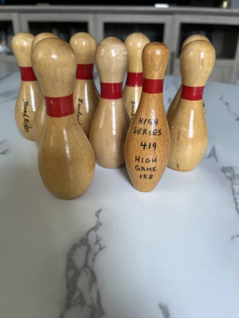 Lot of Vintage 1980’s Wood Mini League Bowling Pins Trophy Award