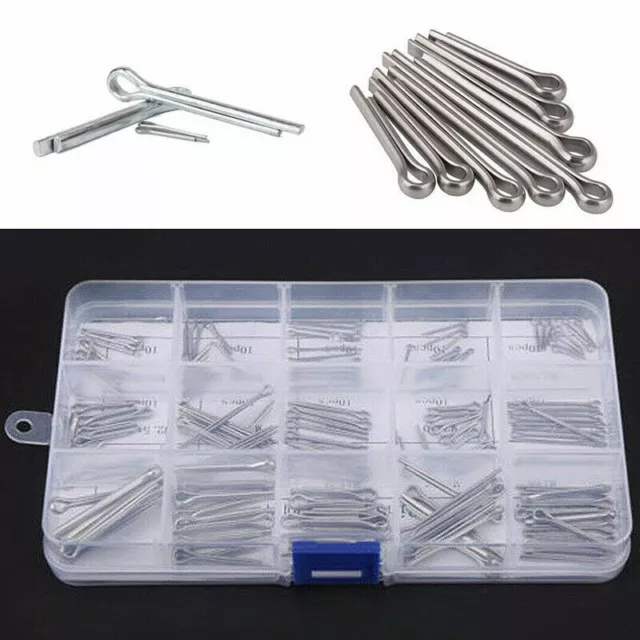 150Pcs Stainless Steel Assorted Split Cotter Pins 15 Kinds Size Kit Set with Box 3