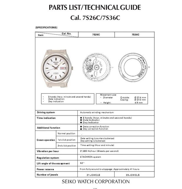 Documentation Technique PDF Chronographe CITIZEN Cal. 8100A / 8110A - 18 Pages