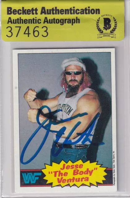 Jesse Ventura Signed 1985 Topps WWF Rookie Card 11 RC WWE USN Governor Autograph