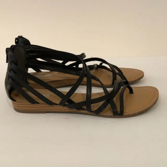 Carlos Santana Amara Black Strappy Faux Leather Sandals ~ Women's Size 9.5M