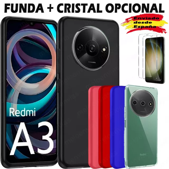 Funda + Pantalla Cristal Templado Para Xiaomi Redmi A3 Carcasa Silicona TPU Mate