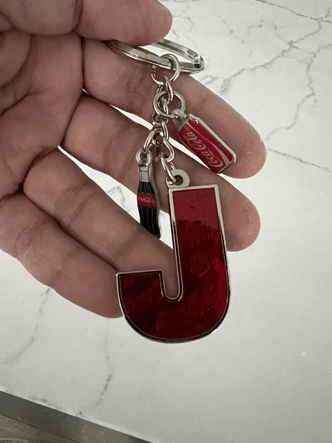 Coca Cola Keychain with Red Monogram Letter "J” Pre-Owned