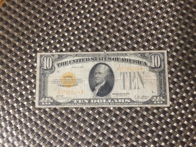 1928 $10 dollar gold certificate