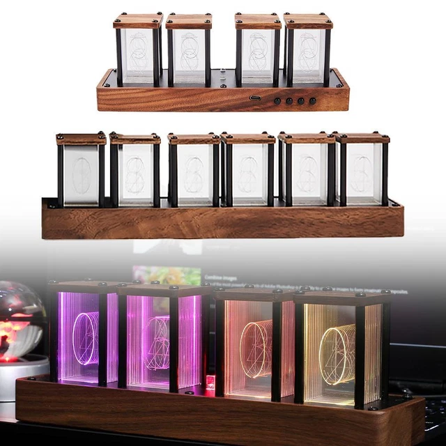 Analog Glow Tube Clock Create Electronic Digital Walnut Asse Clock Alarm O3I6