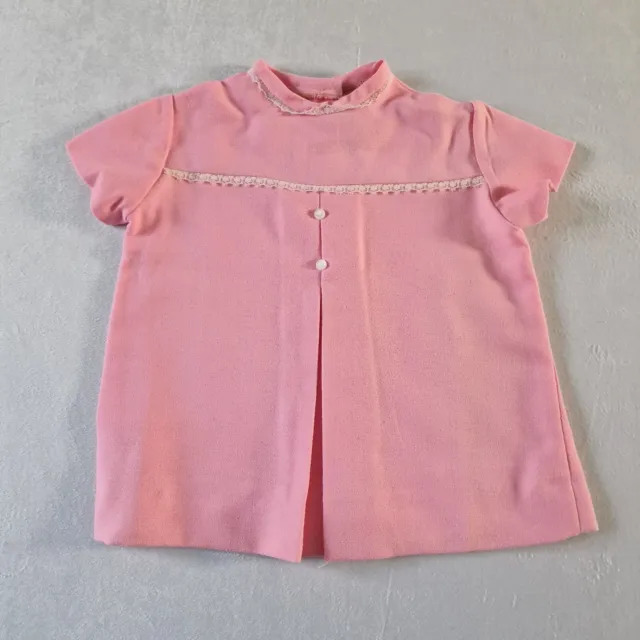 Vintage 60s/70s Tunic Top | 6-9 months | Pink Polywool Deadstock Baby KA65