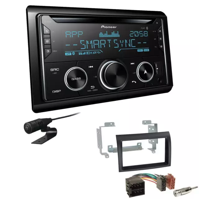 Pioneer Autoradio CD Bluetooth USB Einbauset für Fiat Ducato gewölbte Kante