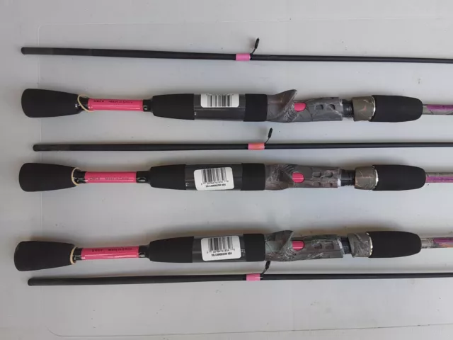 LOT 3 New Zebco 33 Camo Casting 6' foot Rods Medium Action Pink 2