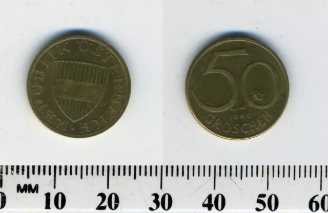 Austria 1960 - 50 Groschen Aluminum-Bronze Coin - Austrian shield - #1