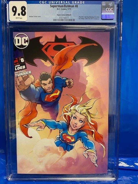 SUPERMAN BATMAN 8 CGC 9.8 NM/MT MICHAEL TURNER Aspen Comics Edition Cover B SDCC