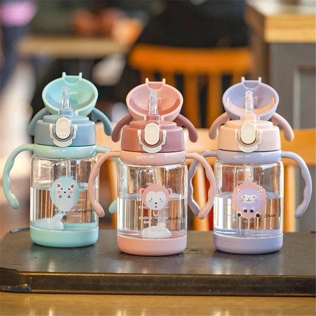 Botella de agua para beber para animales con escala taza para sorber agua niños niños