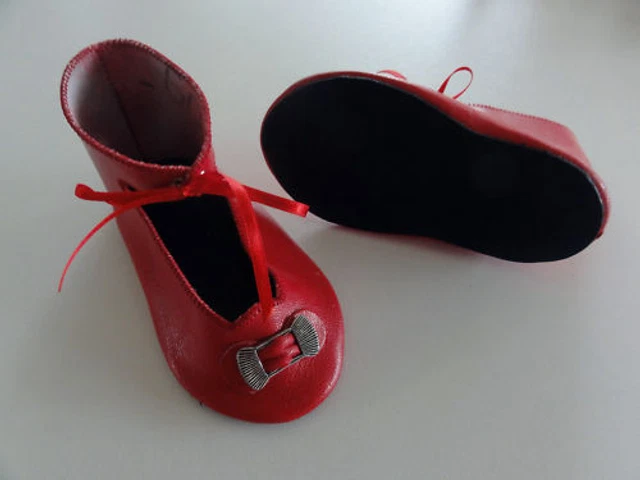 CHAUSSURES en CUIR Taille 16-17 (12,5cm) pour POUPEE ANCIENNE - G.BRAVOT -FRANCE