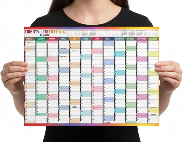 2026 YEAR WALL Planner A3 Uk Calendar Yearly Large Jan To Dec... £6.19 ...