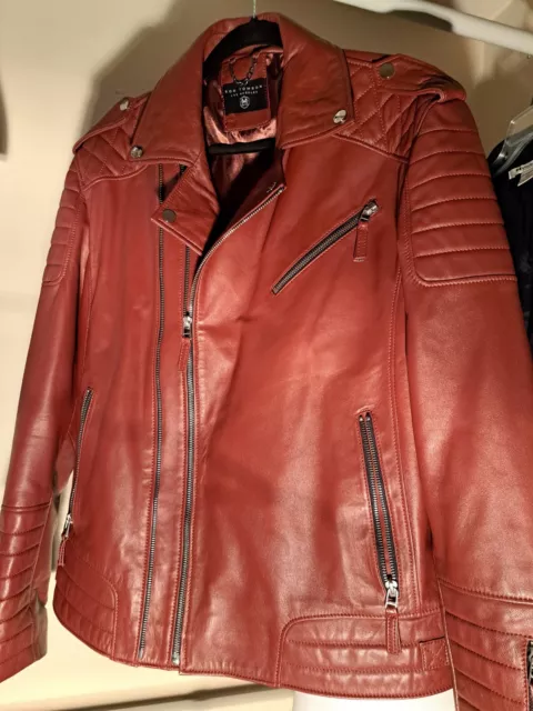 Ron Tomson LA Jacket Leather Mahogany Medium Double Zipper