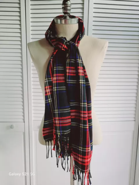 Christian Dior Red Plaid Cashmaire Scarf Oversized NWT Made In England B7