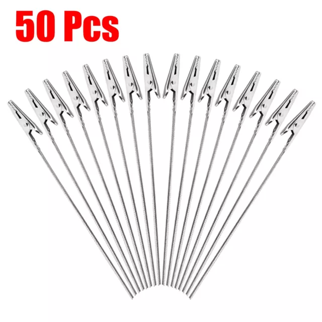 50pcs Stainless Steel Wire Alligator Clips Long-Tailed for DIY Card Photo Clips