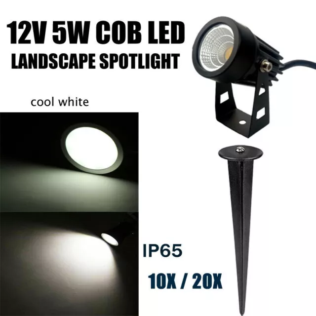 10X 20X Low Voltage DC 12V 5W LED Landscape Spotlights Spike 6000k Garden Lamp