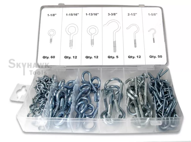 New 151pc Eye Bolt Zinc Eyebolt Eyelet Hook Screw Assortment