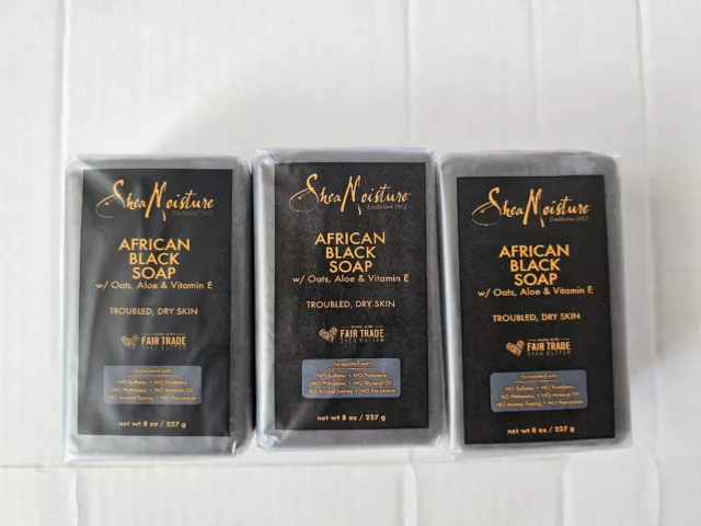 Shea Moisture Soap 8 oz Bar African Black With Shea Butter - THREE PACK