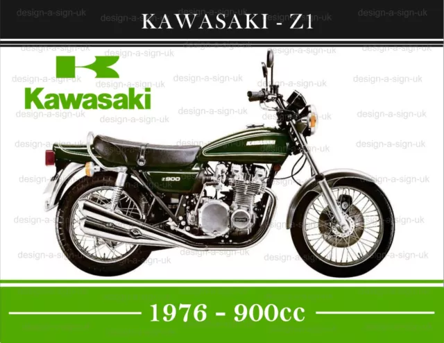 KAWASAKI Z1- 1976- 900cc #1454 SIGN 10 x 7.7" GARAGE SHED ALUMINIUM METAL BIKE