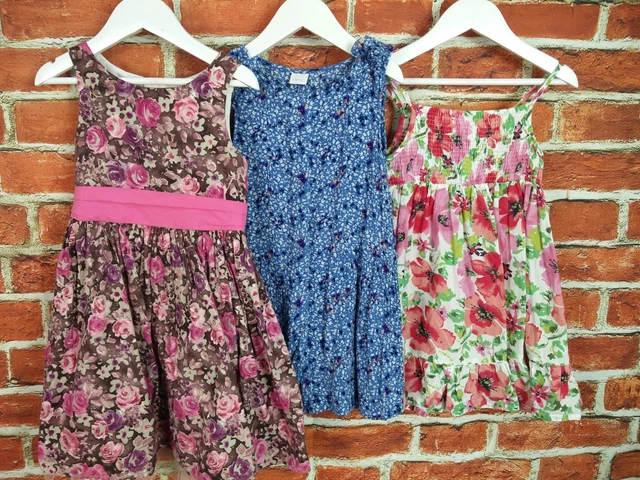 Pacchetto Ragazze Età 4-5 Anni 100% Prossimo Bellissimi Abiti Da Festa Floreale Estate 110Cm