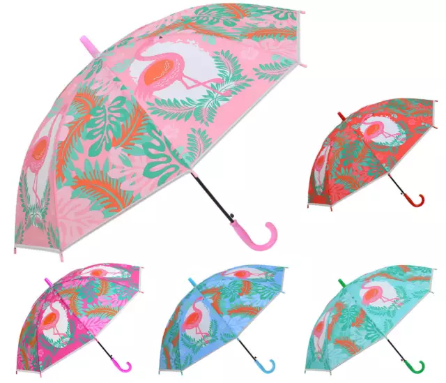 Kinder Regenschirm Kinderregenschirm Flamingo Stockschirm Mädchen Druckknopf