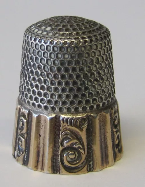 Vintage Antique MKD Sterling Silver Sewing Thimble Engravable Design Pattern