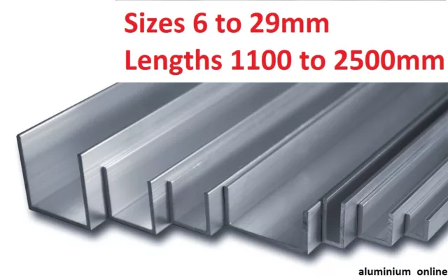 ALUMINIUM CHANNEL U  PROFILE 6mm 10mm 13mm 16mm 19mm 22mm 25mm 29mm select size