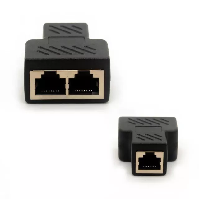 RJ45 Adaptador A 2 RJ45 HEMBRA Extensor de conector de LAN Ethernet CAT 5 6