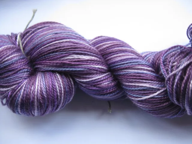 100gm Pure Mulberry Silk 4ply Designer Violet Purple Hand-dyed Yarn Knit 400m