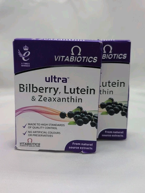 2 PACKS VITABIOTICS Ultra Bilberry Lutein and Zeaxanthin 60 Tablets (2x ...