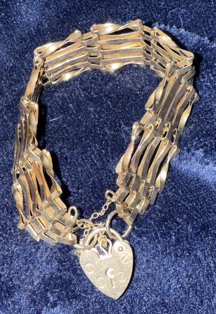 9 CT GOLD VINTAGE GATE BRACELET. 12.22g. Hall Marked. £373.88 - PicClick UK