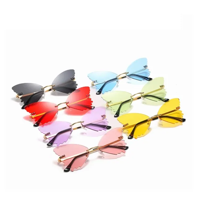 Personalized Butterfly Sunglasses Womens UV400 Rimless Shades A