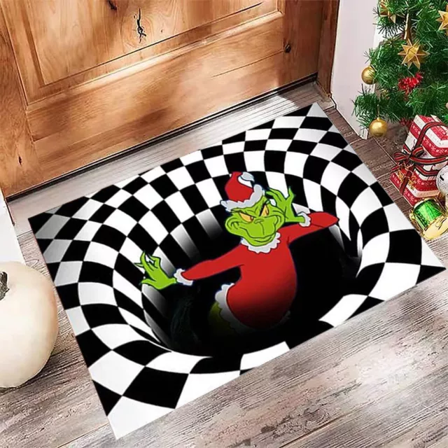 3D Christmas Door Floor Mat Anti-Slip Rug Home Living Room Bedroom Carpet Mats~