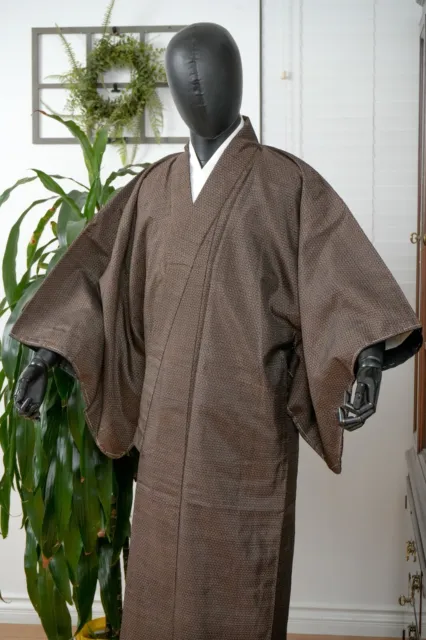 Dear Vanilla Japanese Silk Kimono Men's Robe Gown Authentic Japan Vintage Mint 2