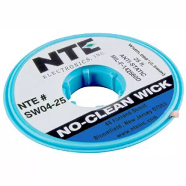NTE SW04-25 #4 Anti Static No Clean Solder Wick - 25' - 2.5mm - MADE IN THE USA