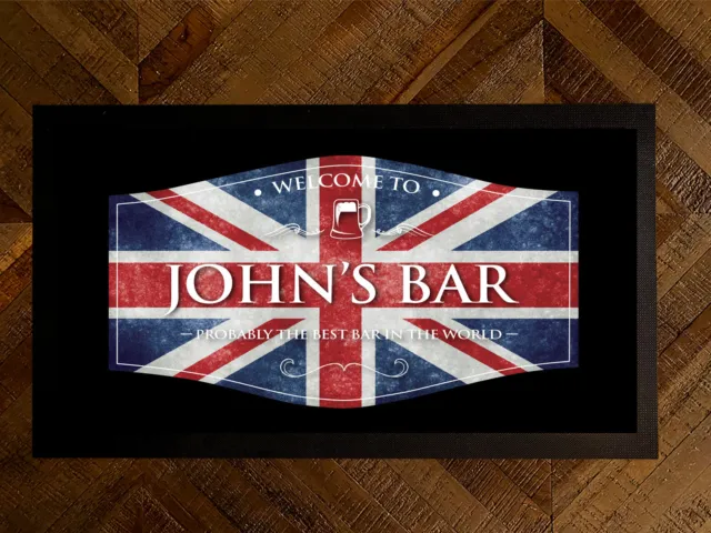 Personalised Bar runner mat - Union Jack beer bar runner Cocktail Bars Bar Mat