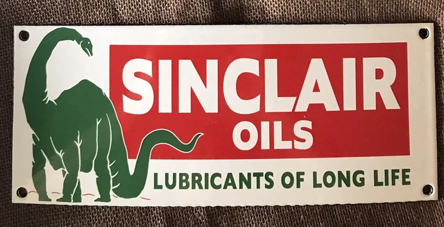 Vintage Style Sinclair Motor Oil Dino The Dinosaur  12 X 5 Inch Porcelain Sign