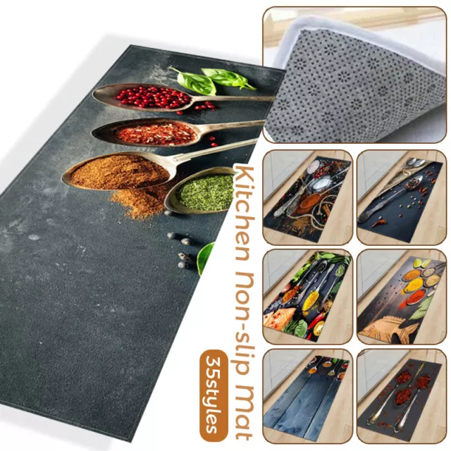 Non Slip Kitchen Floor Mat 3D Spice Print Dining Room Area Rug Carpet Rectangle