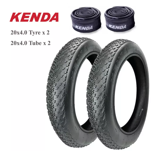 2 x Kenda Beach Snow Bicycle Fat Tyres (20 x 4.0) & Bike Tubes (20 x 3.5 / 4.0)