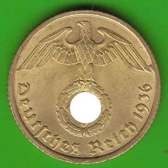 Münze Pfennig 10 Reichspfennig 1936 A mit HK fast Stempelglanz selten nswleipzig 2