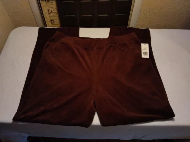 NWT KIM ROGERS Womens XL Velour Ranch Brown Lounge Athletic Pants 39