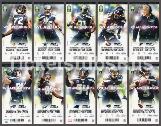 2016 NFL SEATTLE SEAHAWKS Season Ticket Stubs - Full Unused MINT!!!