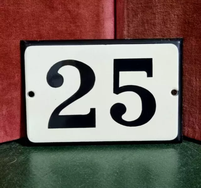 French vintage enamel house sign number 25 for door gate wall street portal .