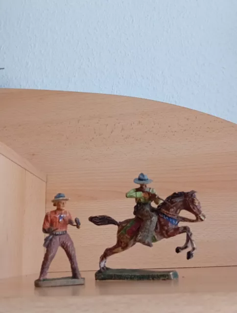 Elastolin Cowboy springendes Pferd mit Reiter Masse Figur Wild West Spielzeug 2